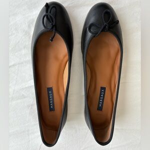 NWOT Margaux The Demi Ballet Flat in Black Nappa Leather, Size 38W
